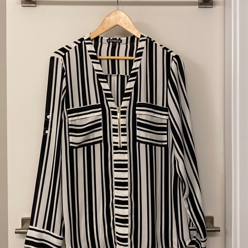 Black and white striped Express shirt
